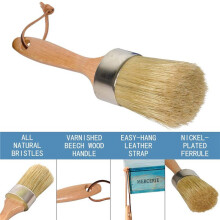 3X Chalk and Wax Paint Brush Large 2-In-1 Round Natural Bristles Painting Tool for DIY Furniture Stencils Home Decor