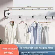 Telescopic Clothes Rack Foldable Clothes Rack Aluminum Alloy Wall-Mounted Home Use Clothes Rack B