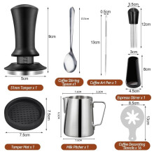 22 PCS Espresso Accessories Coffee Espresso Tamper Set with Espresso Tamper WDT Tool Coffee Stirrer Frothing Pitche 51mm