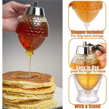 New Juice Syrup Cup Bee DripDispenser Kettle Kitchen Accessories Honey Jar Container Storage Stand Holder Squeeze Bottle