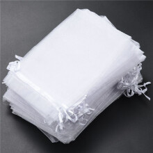 250 Pieces 4 By 6 Inch Organza Gift Bags Drawstring Jewelry Pouches Wedding Party Favor Bags (White)