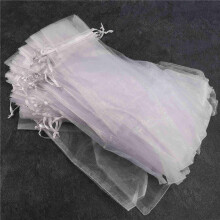 400Pcs White Drawstring Organza Folding Hand Fan Pouch Party Wedding Favor Gift Bags