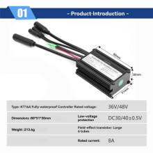EBike Controller KT-16A 36/48V 6 Tube Sine Wave Controller Waterproof Plug for Ebike Motor Conversion for KT LCD Display