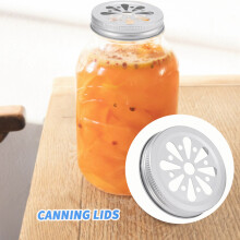 16Pcs Regular Mouth Can Jar Lid Rust Proof Daisy Cut with Straw Hole Hollow Flower Cover for ,Canning Jars,Etc