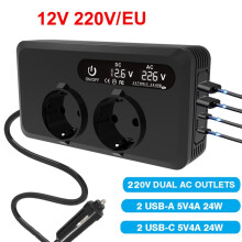 200W Autoomvormer 12V Naar AC 220V Transformator Europese Standaard Stopcontacten met Type-C USB Snelladen EU-Stekker