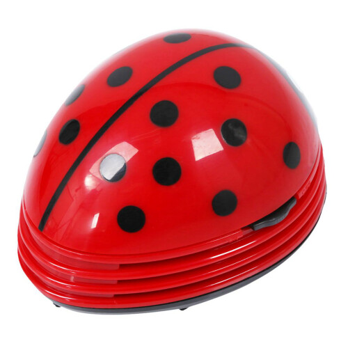 2X Ladybug Patterned Battery-Operated  Vacuum Table Dust Cleaner, Red 2