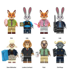 8PCS Zootopia/Zootropolis Nick Rabbit Bunny Wilde Fox Leodore Lionheart Fit LEGO Minifigures Blocks Kit
