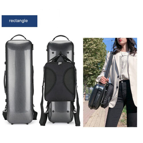 2X Universal Violin Carbon Fiber Case Hard Case Square Light Music Sheet Bag,Black 2