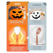 7pcs Halloween Pumpkin Carving Tools Kit Professional Heavy Duty Pumpkin Carving Tools Set with 20 Stencils for Party
