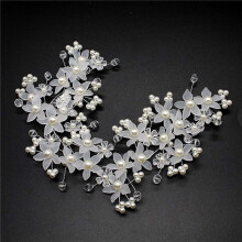 3X Handmade Bridesmaid Wedding Dress White Beads Hair Flower Headpieces Pearl Hair Pieces Crystal Bridal