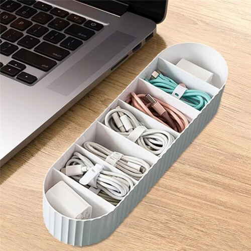 2PcsCable Organizer Box 7Compartment Electronics Management Organizer Large Capacity Electronic Accessories Storage Case
