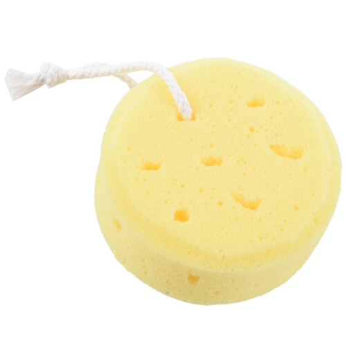 4X Yellow Round Bath Body Shower Soft Sponge W Hanging Loop 1