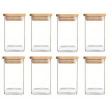 Glass Jars with Airtight Bamboo Lids - Snack Candy Storage Jar,Versatile Clear Containers for Candy, Food Storage & More