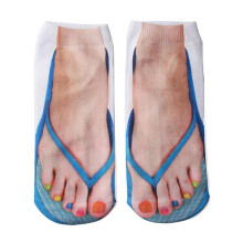 15 Pair Flip Flop Socks 3D Pattern Manicure Print Funny Hidden Comfort Running Socks Women Personalized Low Cut Ankle