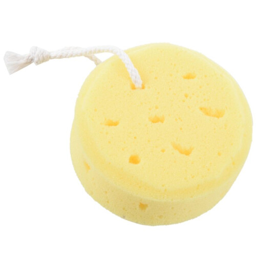 6X Yellow Round Bath Body Shower Soft Sponge with Hanging Loop 1