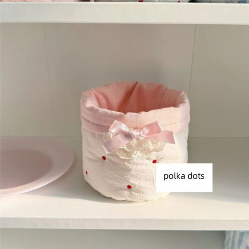 1PCS Sweet Desktop Storage Basket Cylinder Storage Basket Bedroom Clutter Organization Storage Basket Red 1