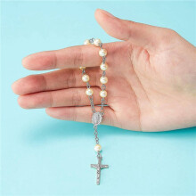 240Pcs Baptism Rosary Beads Finger Baptism Rosaries Faux Pearls for Baptism Favors Christening Favors Communion Favors