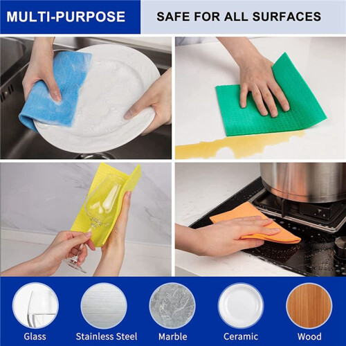 Reusable Dish Cloths, Cellulose Sponge Cloth for Kitchen, Absorbent Cleaning Cloth, 20 Pack, Multi Colors 2