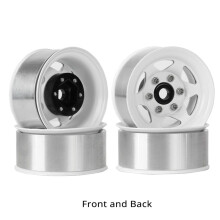 4 Peças de Aro de Roda de Metal Beadlock de 1,55" com 6 Raios para RC 1/10 D90 TF2 para CC01 LC70 MST Preto