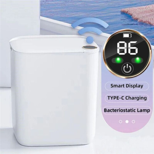 Intelligent Sensor Trash Can with Display Charging Automatic Waste Bin for Bathroom Kitchen Toilet Wastebasket 2