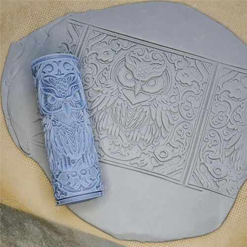 Clay Tile Roller 3D Printed Clay Texture Rollers Flower Bird Pattern Rolling Pins Rollers Cartoon DIY Animal Clay Tools 2