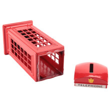 3X Metal Red British English London Telephone Booth Bank Coin Bank Saving Pot Piggy Bank Red Phone Booth Box 140X60X60mm