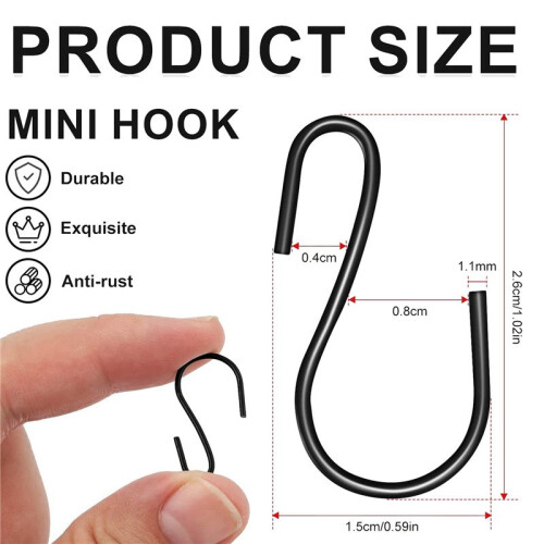 480Pcs 1-Inch  S-Shaped Hook, S-Shaped Hook, Small S-Shaped Hook, Metal  Decorative Hook, for Crafts(Black) 1