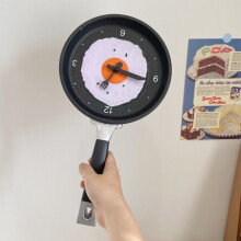 Fried Egg Pan Shape Wall Clock ABS, 420g Black