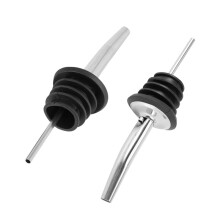 10Pcs Stainless Steel Liquor Spirit Pourer with Rubber Stopper