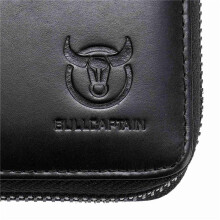 5X BULLCAPTAIN Leather Men Wallet Card Pack Zipper Card Case Holder Credit Card Bag Short Coin Purse Black