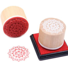 24Pcs Wooden Stamps Floral Pattern Circles and Squares Decorative Rubber Wooden for DIY Card and Scrapbooking