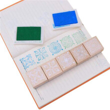24Pcs Wooden Stamps Floral Pattern Circles and Squares Decorative Rubber Wooden for DIY Card and Scrapbooking