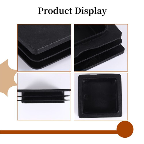 100mm x 100mm Plastic Ribbed Square End Caps Cover Tube Inserts 2 Pcs 1