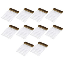 100 Pcs 6.9 inchLength Plastic White Handle Bristle Brush Brass Metal