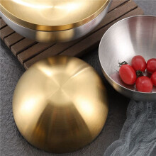 2X Große Kapazität Edelstahl Salat Schüsseln Koreanische Suppe Reis Nudel Ramen Schüssel Küche Lebensmittel Behälter,Gold,20X9CM