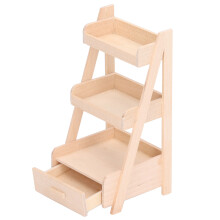 Wooden Dollhouse Flower Stand 1:12 Scale, Birch, 3-Layer Miniature Plant Shelf