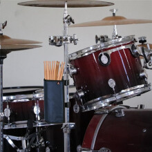 TXEsign Drumstick Holder Drum Sticks Bag for Drumsticks Brushes Mallets to 10 Pairs Two Straps Attach to Drum Kit Dark
