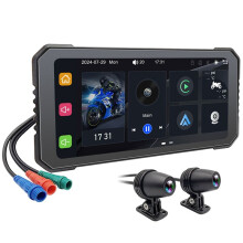 6.25 Inch Motorcycle DVR Wireless CarPlay for Android Auto GPS Navigation Monitor Waterproof Touchscreen