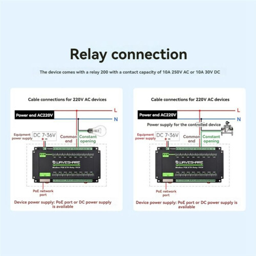 Waveshare 16CH Relay Module Modbus POE ETH Relay Support Modbus RTU//TCP Protocol for Industrial Automation 2