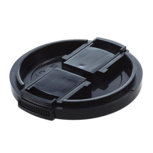 3X Camera Plastic Side Pinch Clip  Front Lens Cap Protective Cover Black 49mm