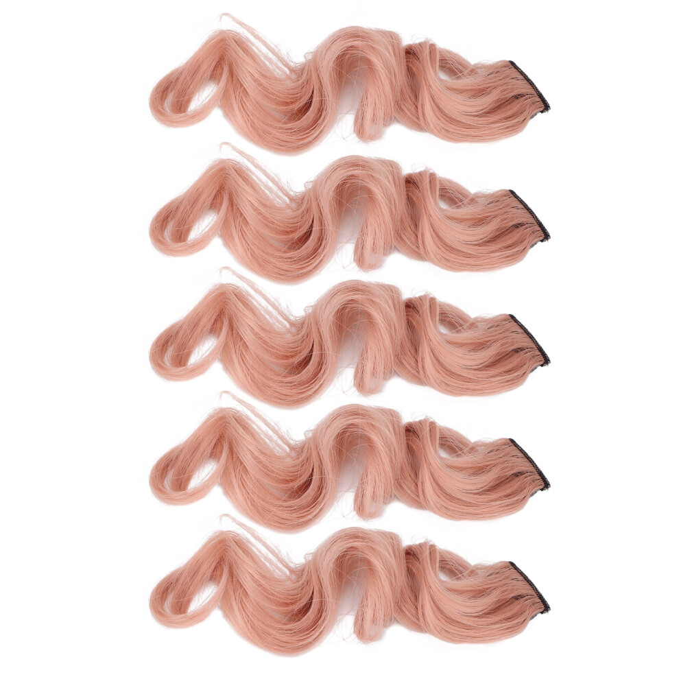 Unisex Pink 5Pcs Curly Colored Clip-In Hairpieces For Women, 55Cm