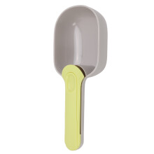 Multifunktionaler Futterlöffel für Haustiere Grau-Grün, langer Griff, Clip-Design