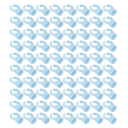 100pcs Disposable Eyelash Glue Ring Cups, 1.4cm, Blue