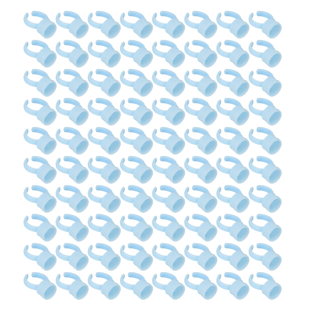 Blue 100Pcs Disposable Eyelash Glue Ring Cups, 1.4Cm,