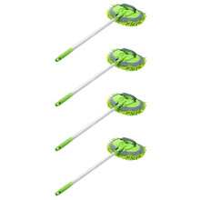 4X 2 in 1 Car Wash Mop Mitt with Long Handle, Chenille Microfiber Car Wash Dust Brush Extension Pole 24-46In