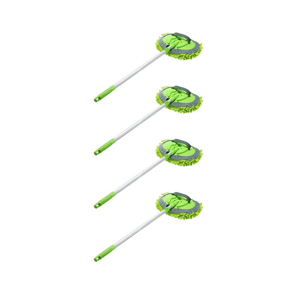 4X 2 In 1 Car Wash Mop Mitt With Long Handle, Chenille Microfiber Car Wash Dust Brush Extension Pole 24-46In 6031995453865
