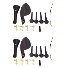 A Natrual Ebony Wood 4/4 Violin Accessories Set of 8PCS Pegs, Chinrest Chin Rest, End Pin,8PCS Fine Golden Tuners