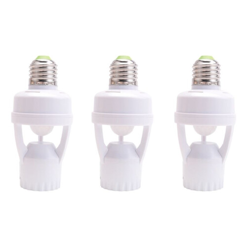 3PCS AC 110-220V 360 Pir Induction Motion Sensor IR Infrared Human E27 Plug Socket  Base Led Bulb Lamp Holder
