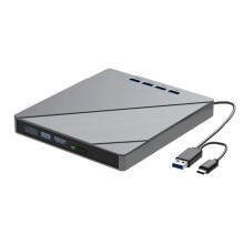 7 in 1 Externe Blu-Ray CD/DVD-Drive voor Laptop, USB 3.0-Slots Draagbare CD/DVD-Schijfstation Speler Brander Lezer Schrijver