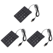 3X -USB Trådbunden Numerisk Tangentbord Numerisk Tangentbord 18 Tangenter Digitalt Tangentbord för Bokföring Teller Laptop Windows Android